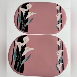 Vintage Pink Floral Placemats 1990s Set of Two